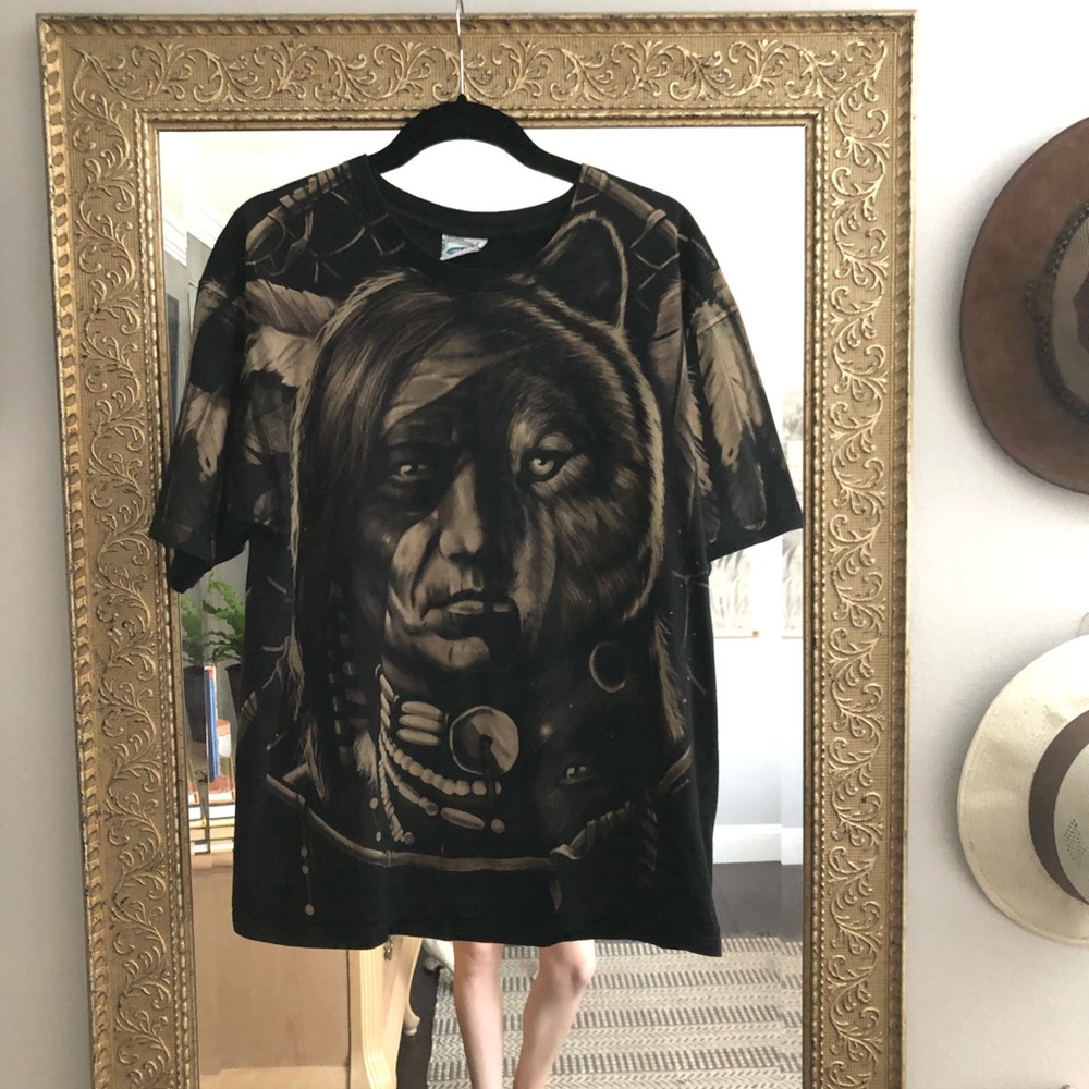 Vintage Liquid Blue Native American Print YR 1996